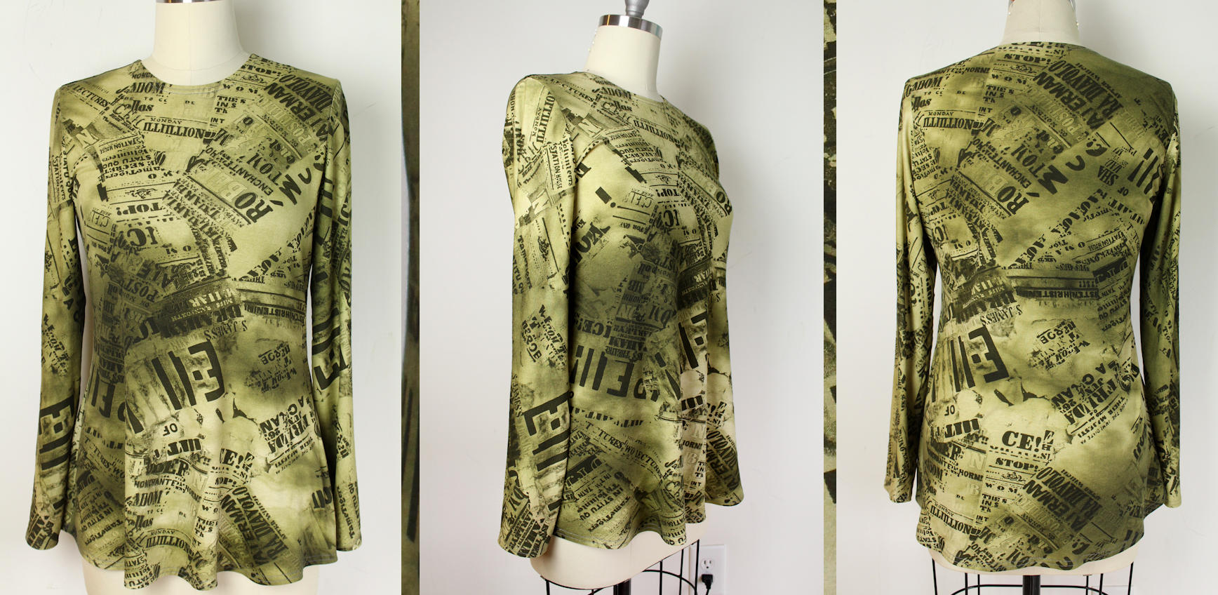 French digital viscose knit - playbill montage