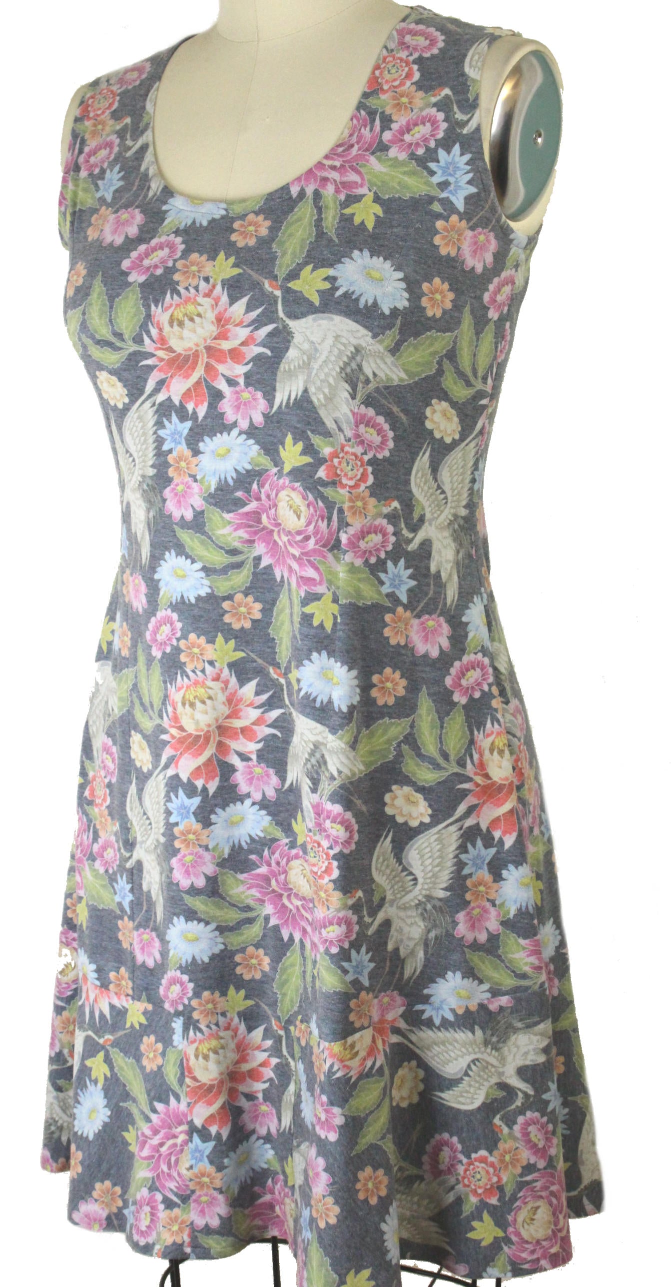 Dutch digital lt. gray aviary floral cotton/lycra knit