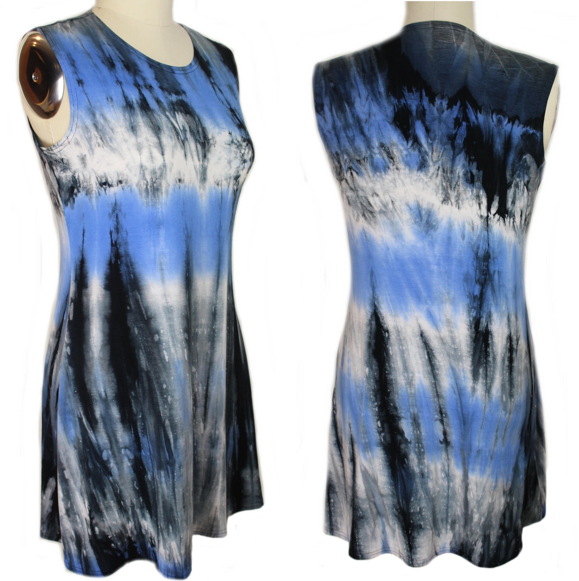 denim tones tie dye abstract digital viscose knit 1.75 yd