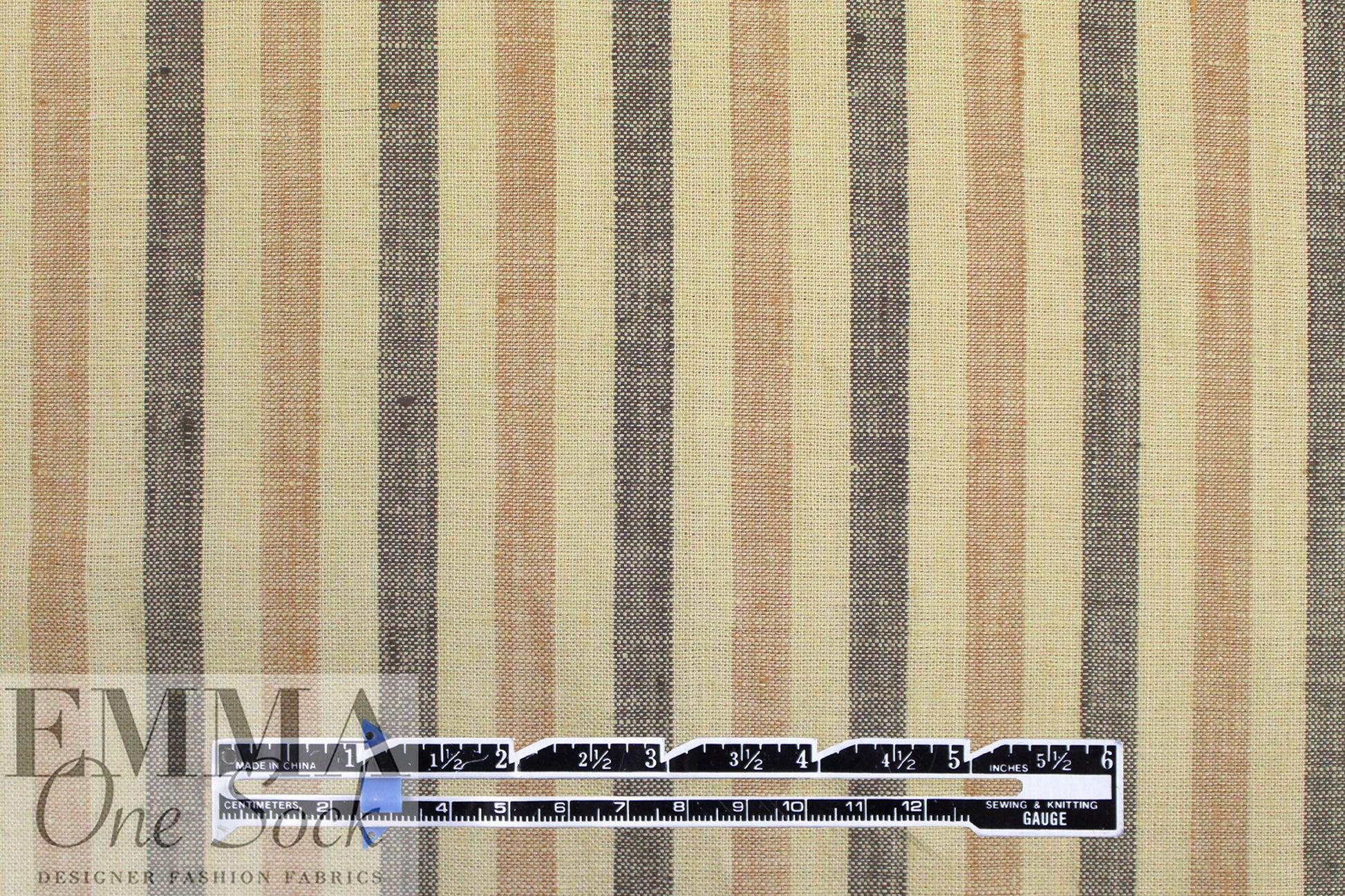vertical stripe linen woven - parsnip/umber/nougat 2 yd
