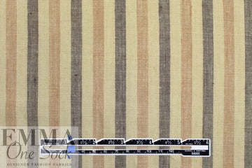 vertical stripe linen woven - parsnip/umber/nougat 1.75 yd