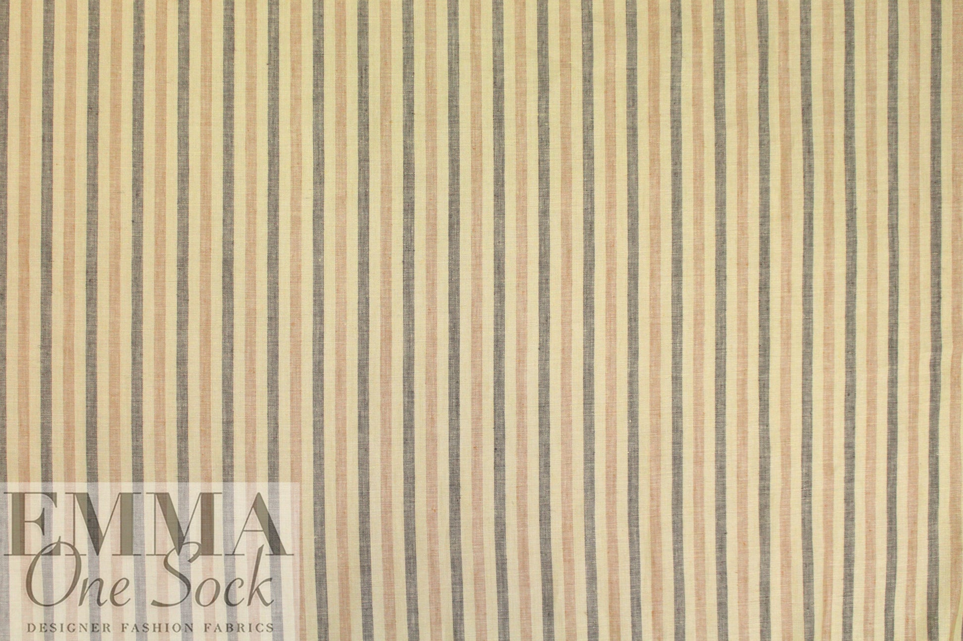 vertical stripe linen woven - parsnip/umber/nougat 2.5 yd
