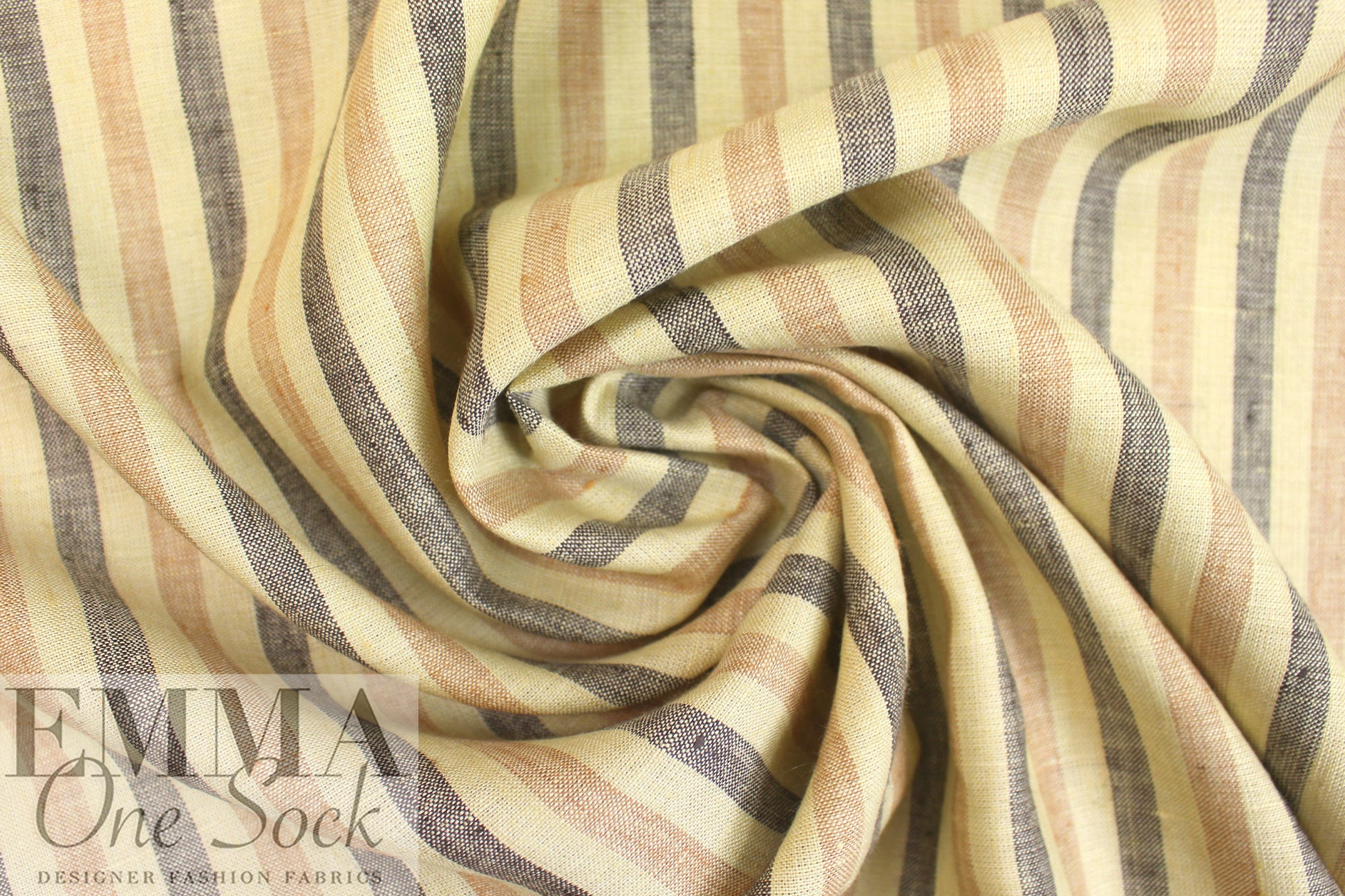 vertical stripe linen woven - parsnip/umber/nougat 2 yds