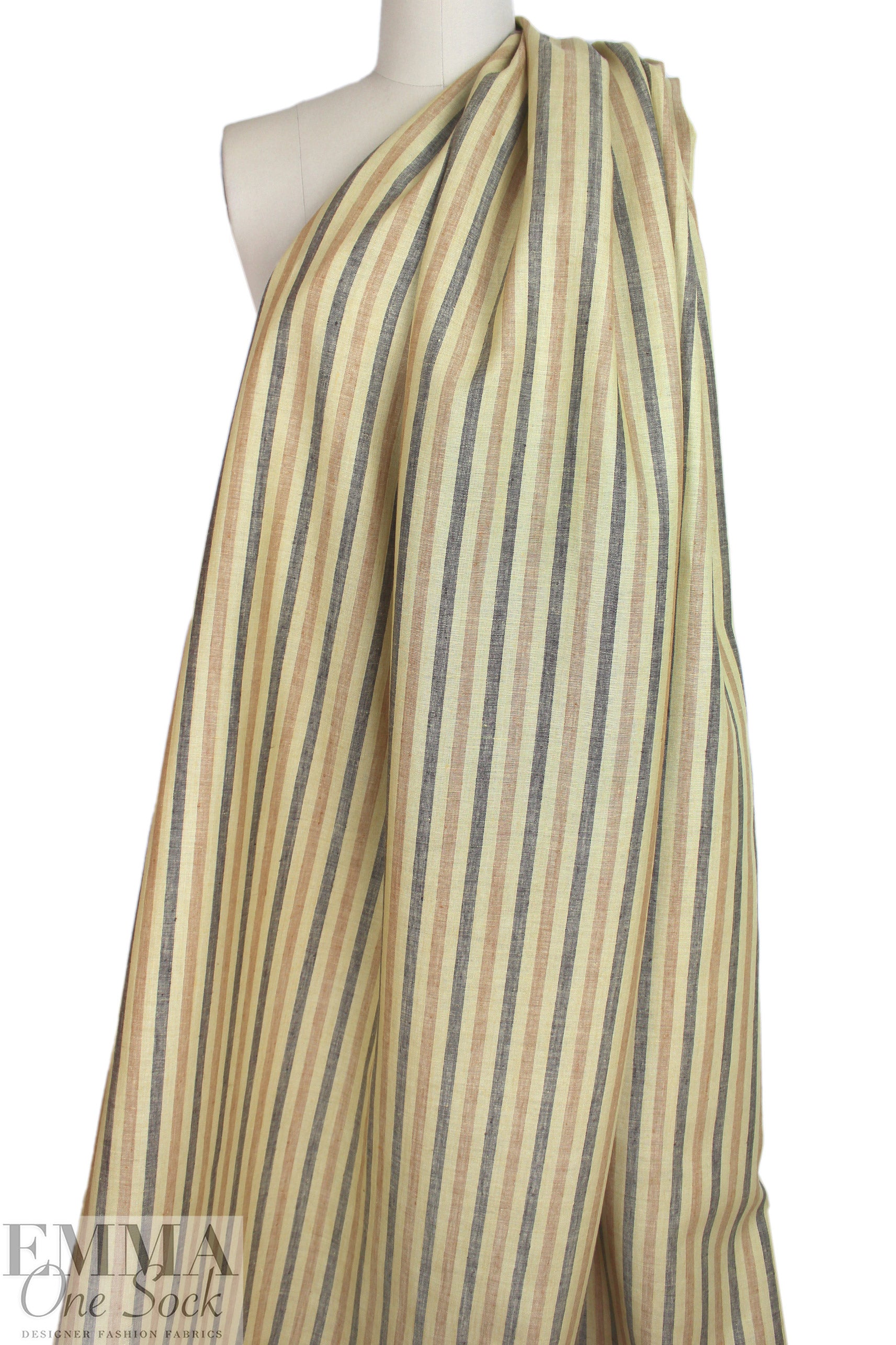 vertical stripe linen woven - parsnip/umber/nougat 2.5 yd