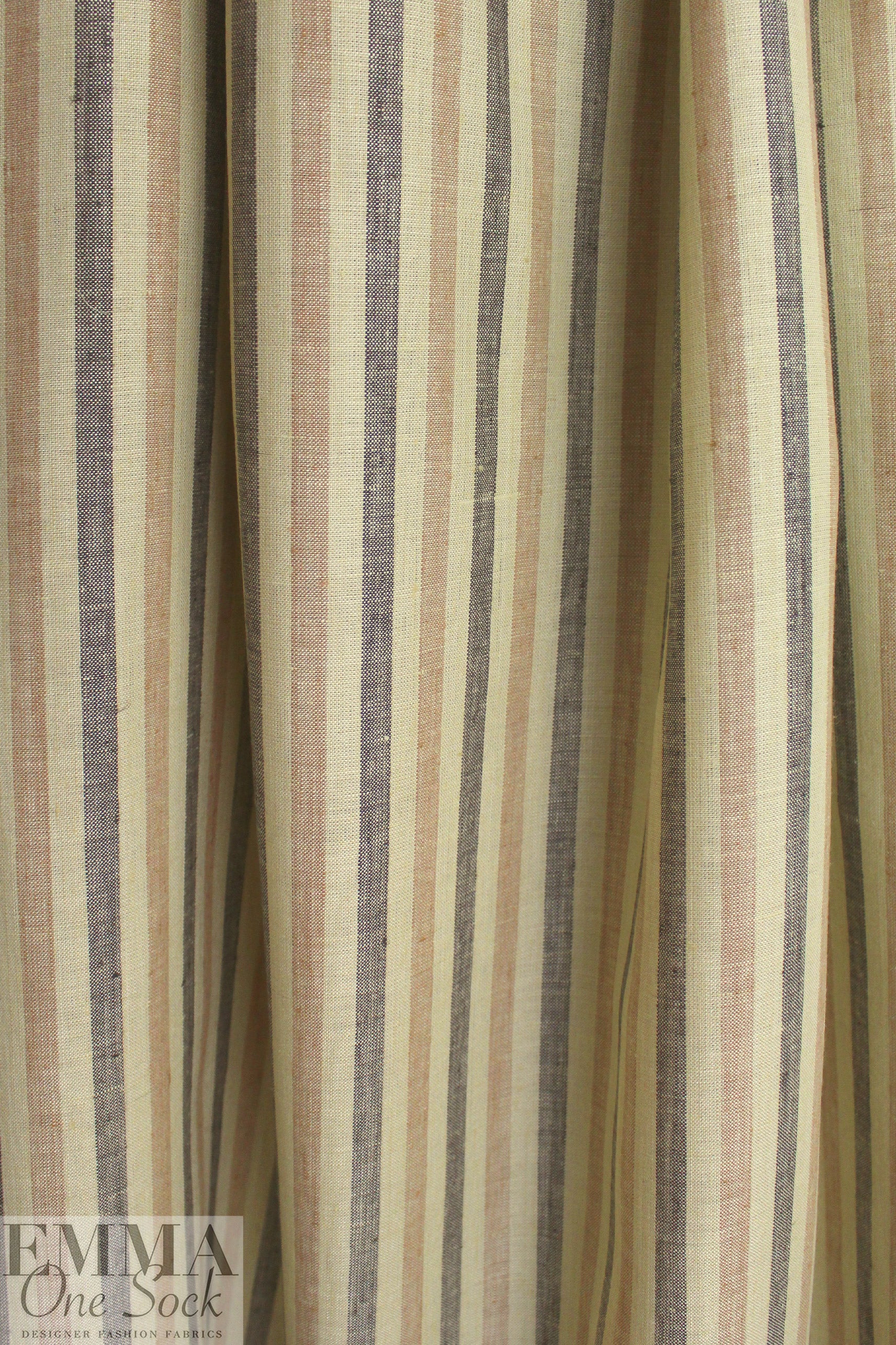 vertical stripe linen woven - parsnip/umber/nougat 1.5 yd