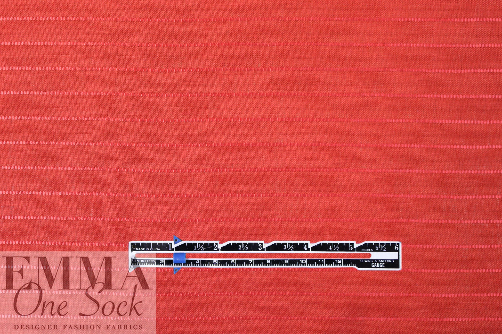 ribbon stripe linen woven - fiesta red 1.5 yd