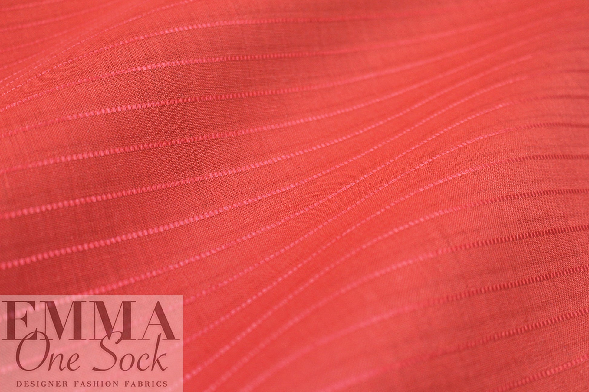 ribbon stripe linen woven - fiesta red 1 yard