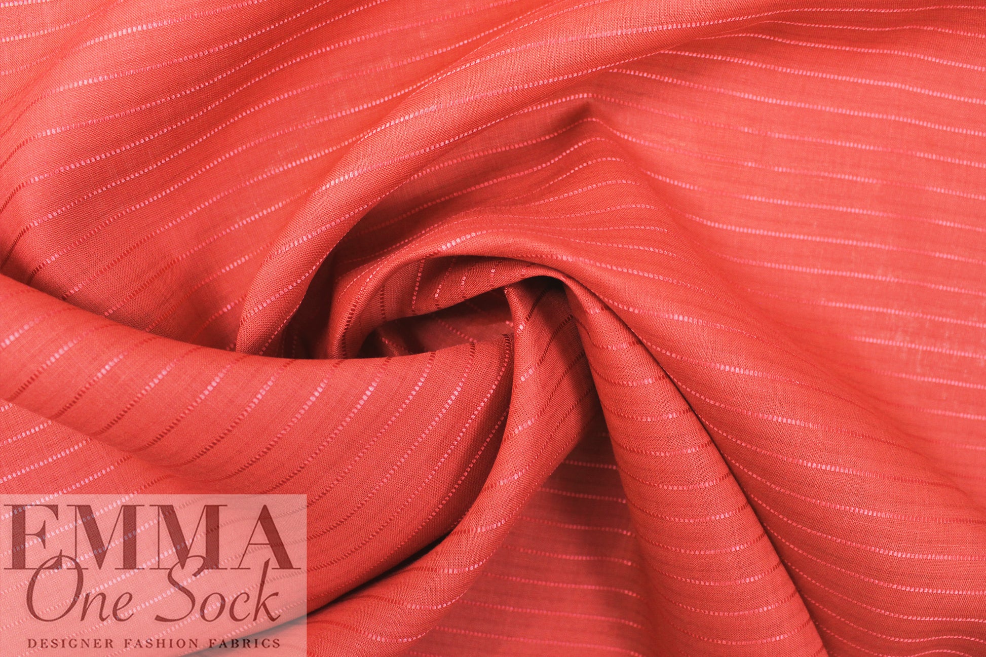 ribbon stripe linen woven - fiesta red 1.5 yds