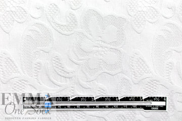 dimensional floral brocade stretch suiting - white 1.66 yd