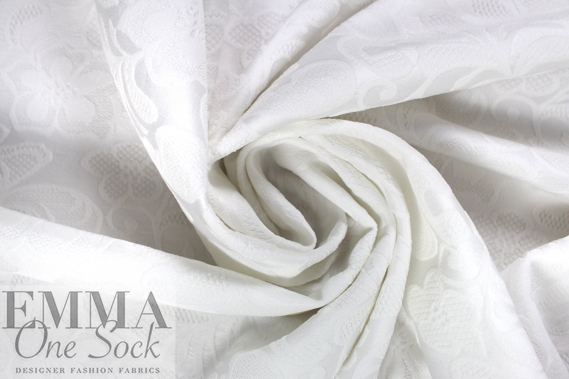 dimensional floral brocade stretch suiting - white 1.66 yd