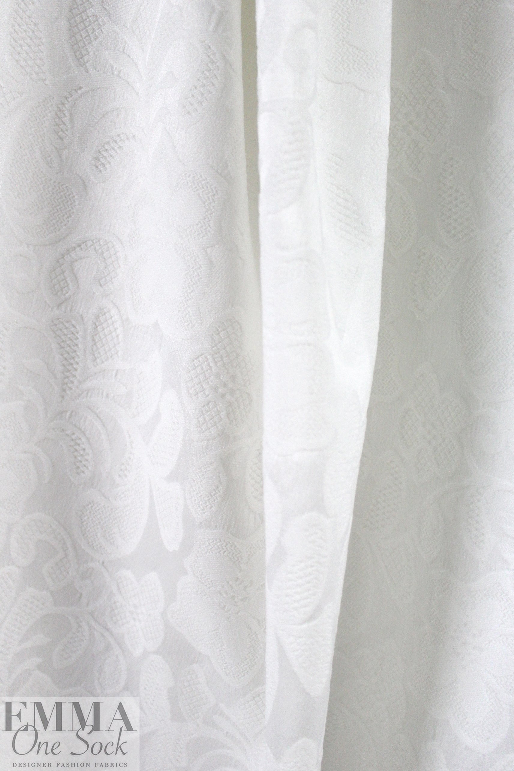 dimensional floral brocade stretch suiting - white 1.66 yd