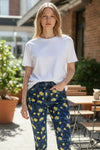Italian 'hibiscus' printed lightweight denim - yellow