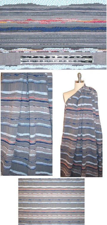 French textured stripey jacquard - blue/gray