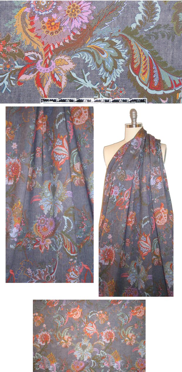 West Coast designer scuba knit - gray paisley