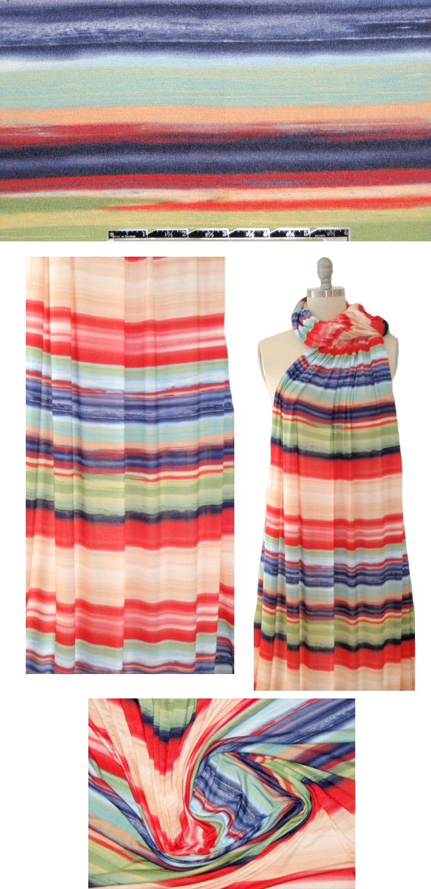 West Coast designer painterly stripe sweatery knit 1.625 yd