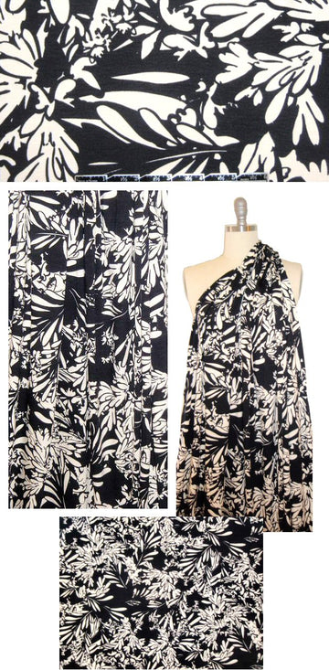 West Coast designer black/ivory silhouette floral knit 1.66 yd