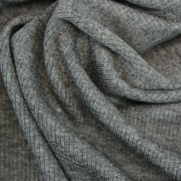 USA rayon spandex rib knit - heathered steel