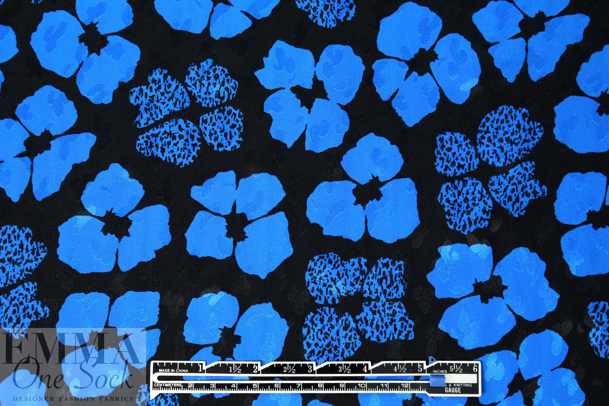Abraham vintage couture silk jacquard - blue/black