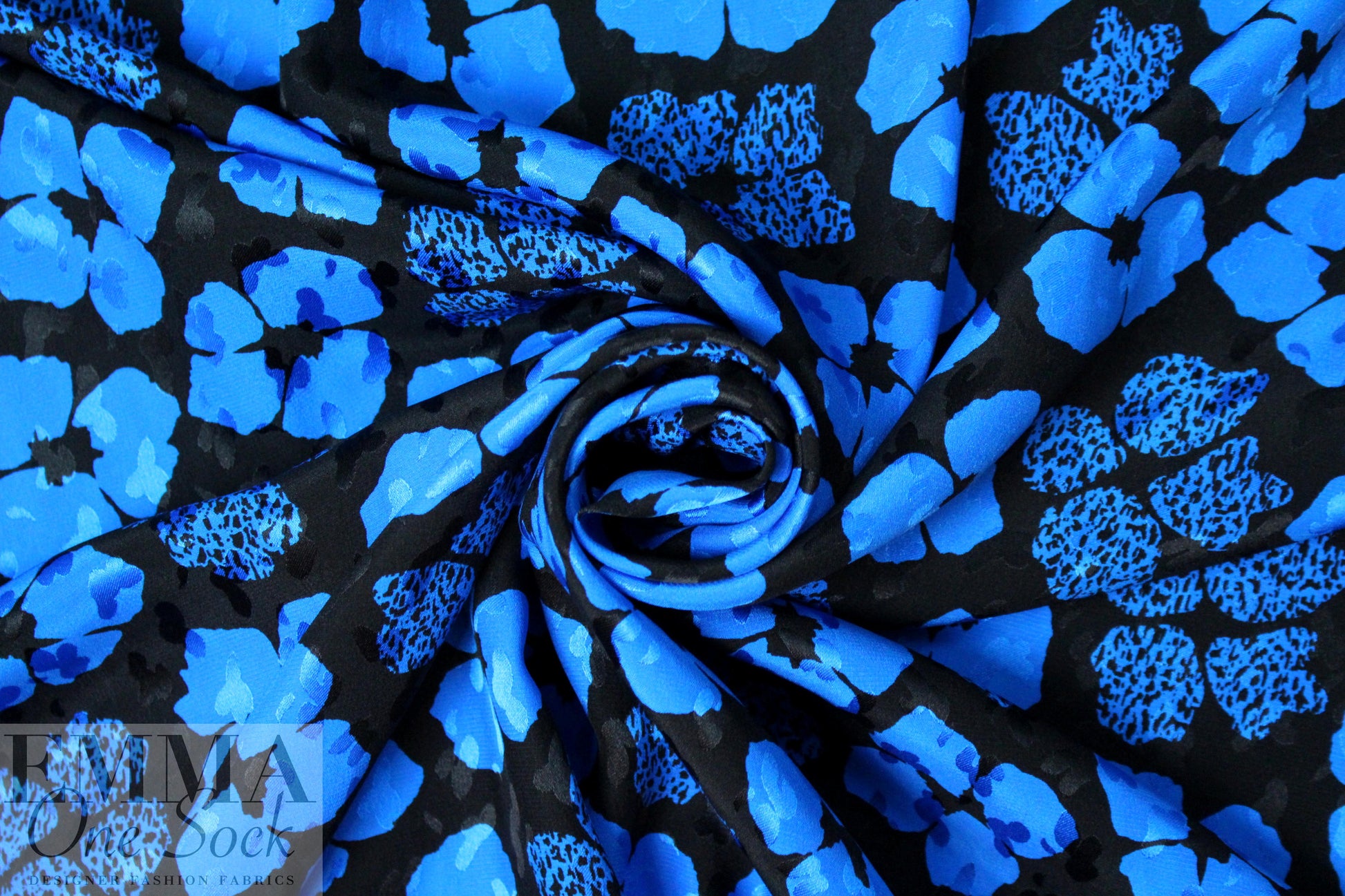 Abraham vintage couture silk jacquard - blue/black