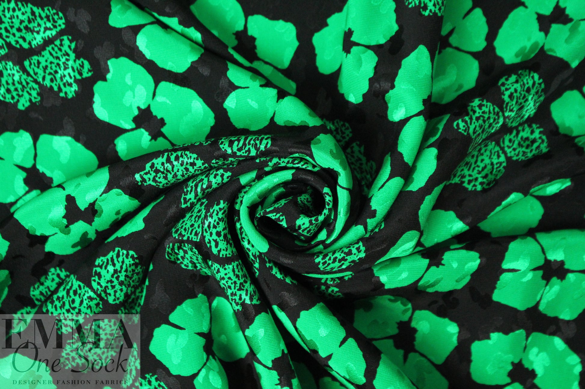 Abraham vintage couture silk jacquard - emerald/black