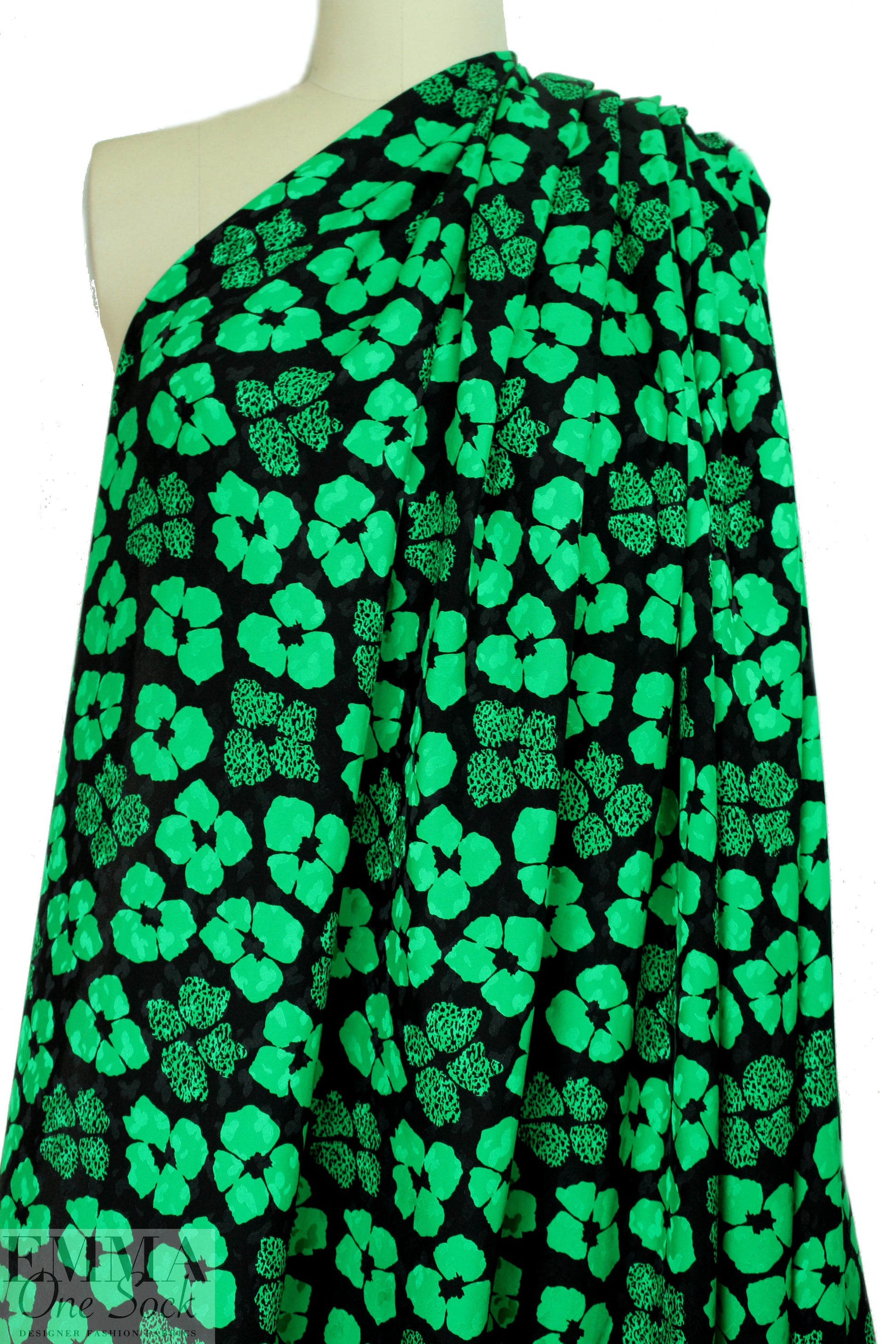 Abraham vintage couture silk jacquard - emerald/black