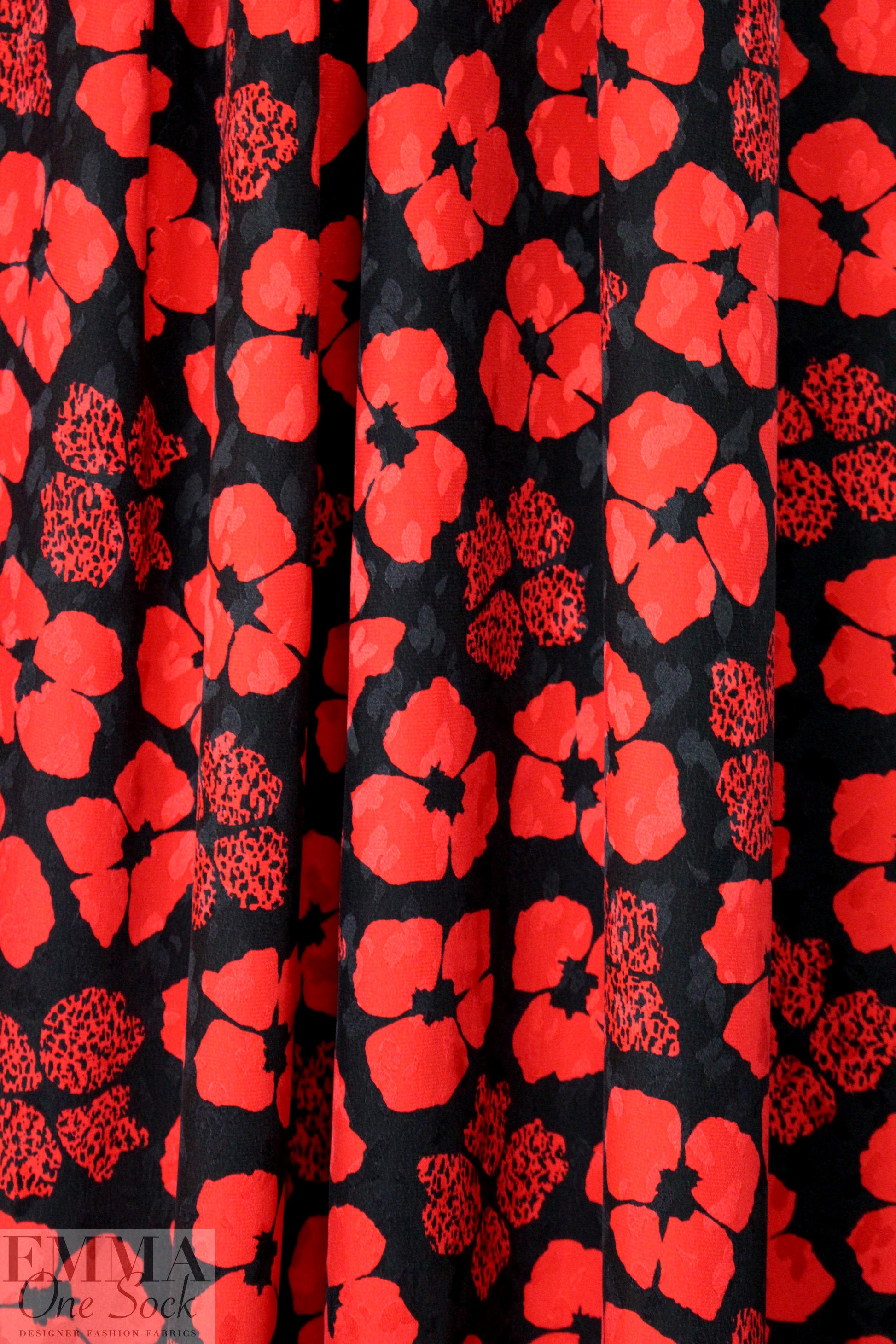 Abraham vintage couture silk jacquard - red/black 1.5 yd