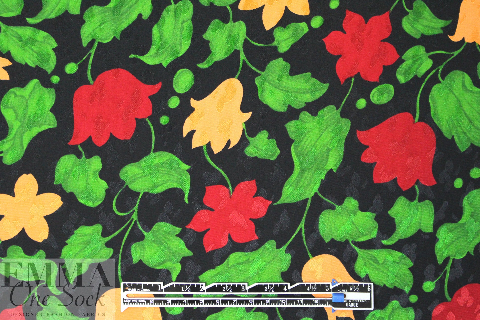 Abraham vintage couture silk jacquard - ruby/emerald 1.625 yd