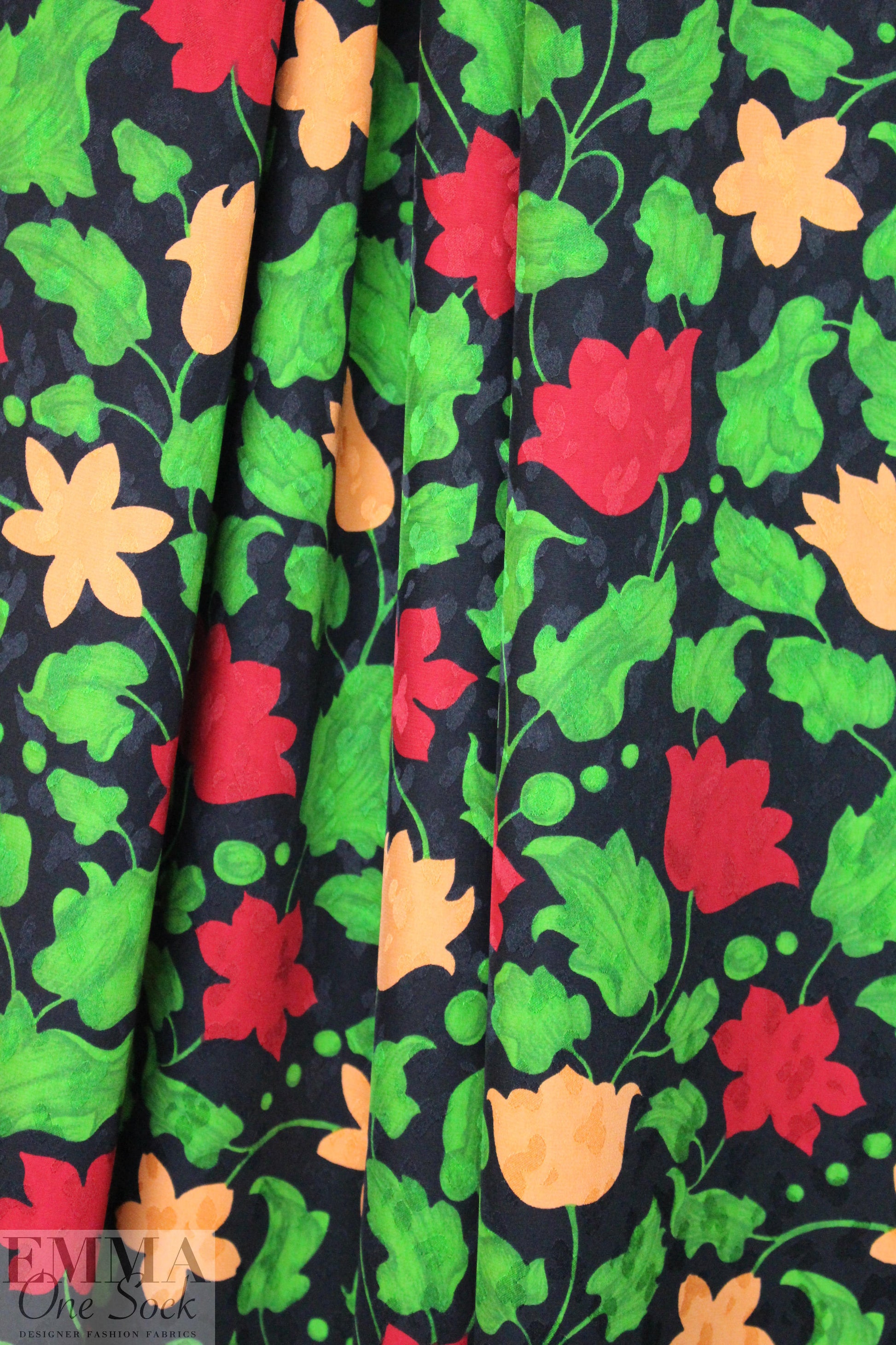 Abraham vintage couture silk jacquard - ruby/emerald 1.625 yd