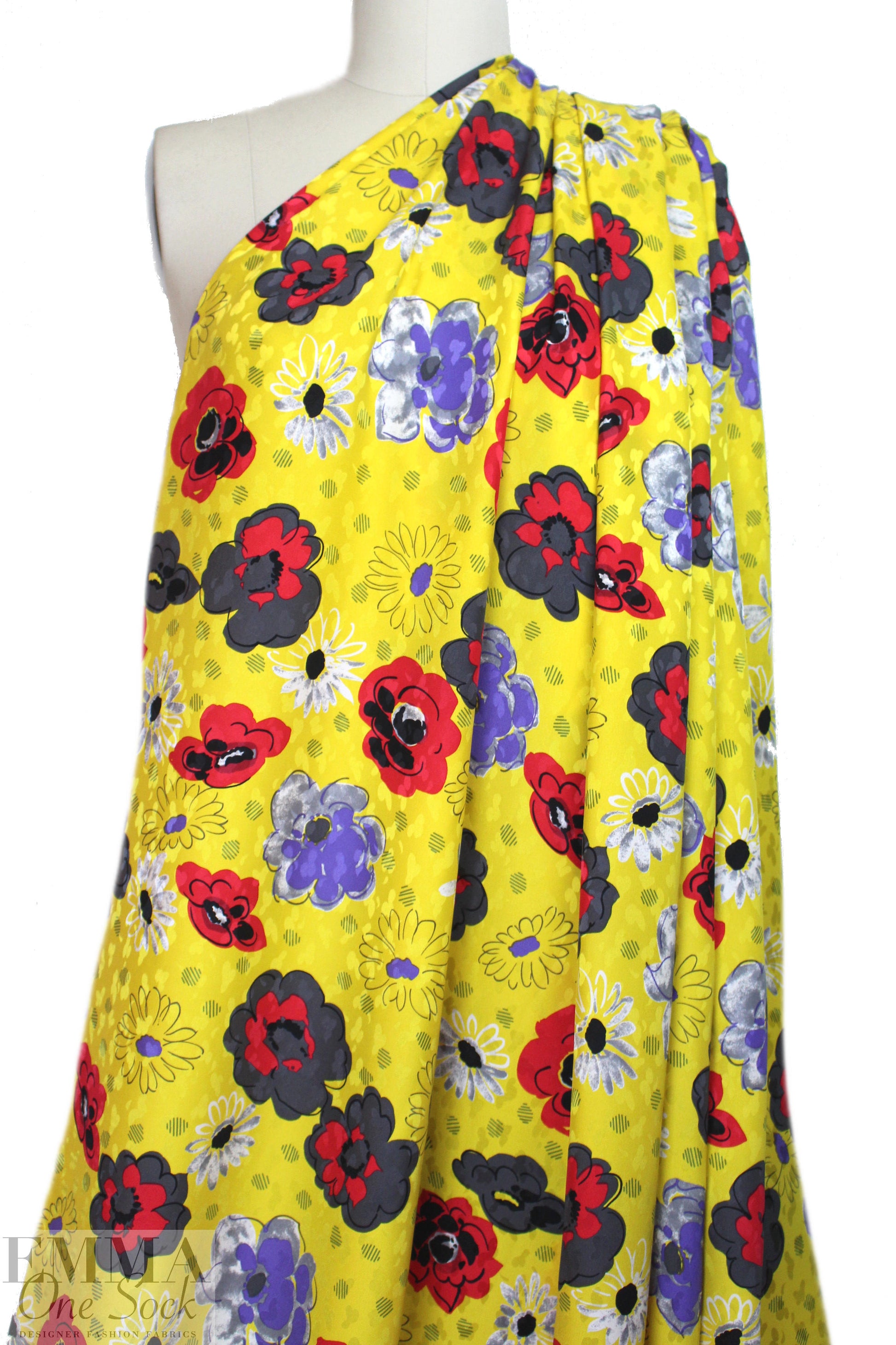 Abraham vintage couture silk jacquard - cherry/buttercup