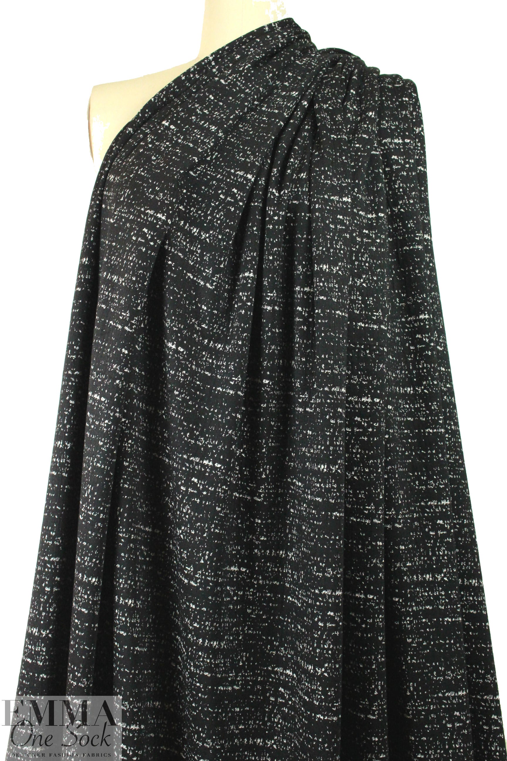 black/white specks yarn dyed doubleknit 1.66 yds