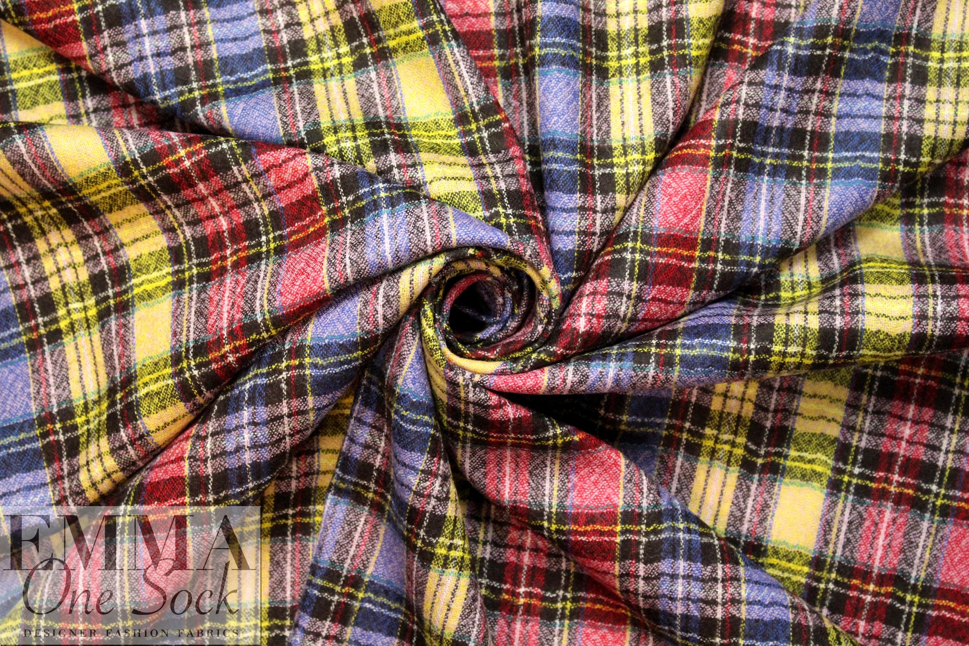Italian virgin wool yarn dyed plaid, soft and drapey woven 1.875 yd