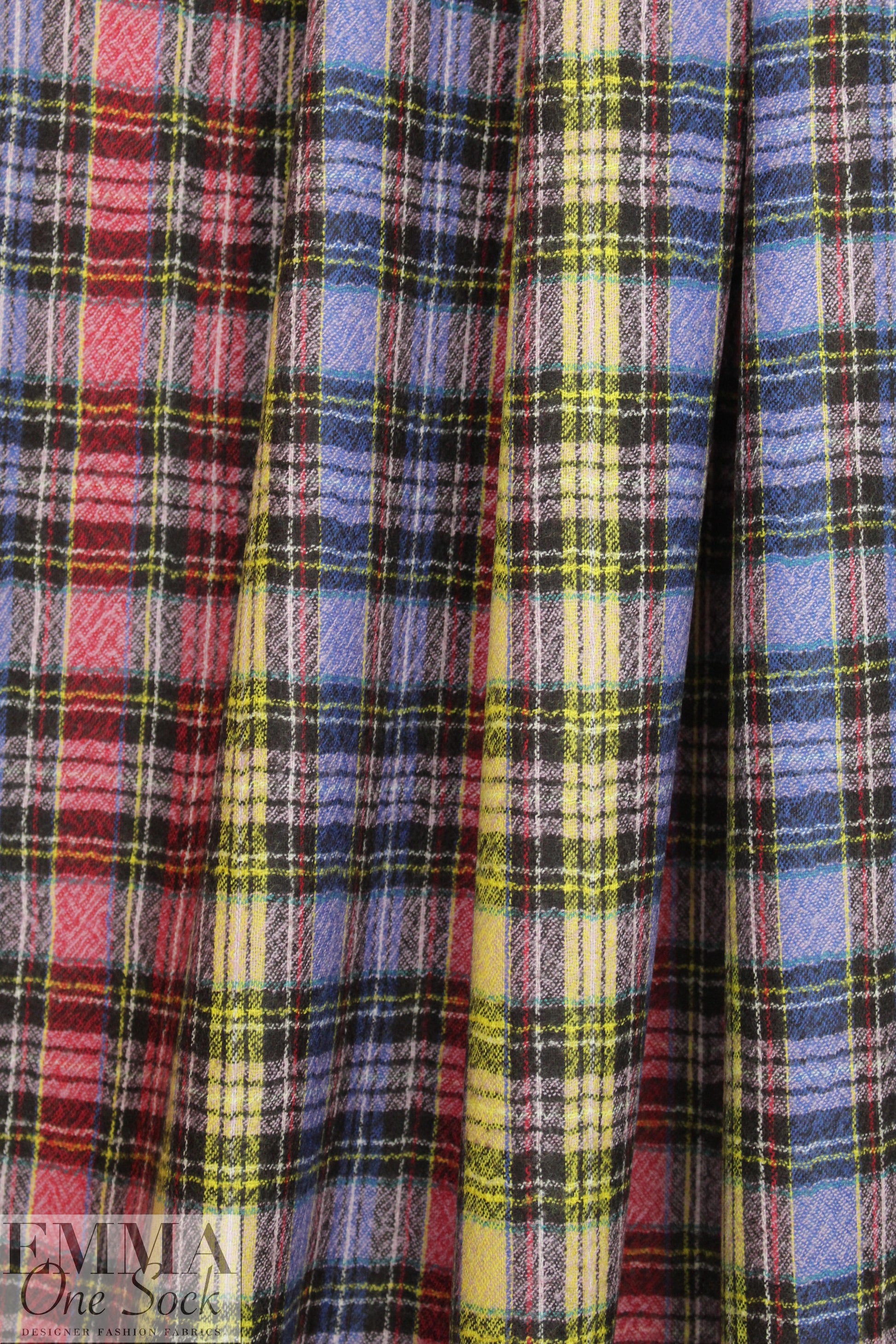 Italian virgin wool yarn dyed plaid, soft and drapey woven 1.75 yd