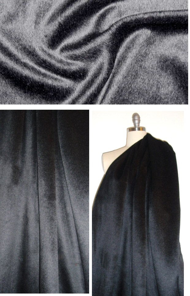 wool blend alpaca-like coating - darkest charcoal
