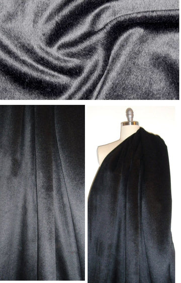 wool blend alpaca-like coating - darkest charcoal