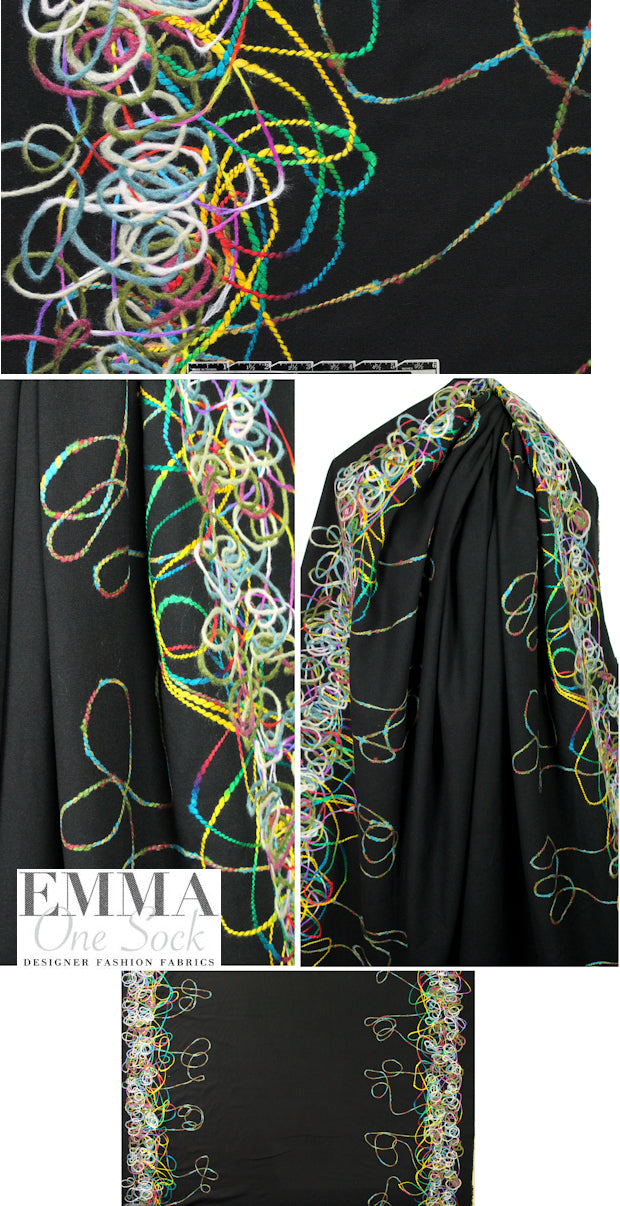 double border yarn scramble coating - multicolor/black