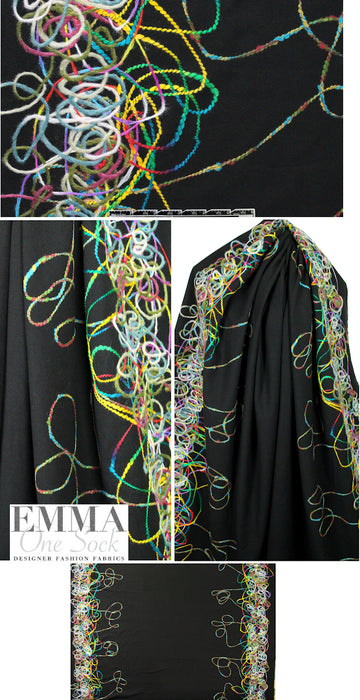 double border yarn scramble coating - multicolor/black 3 yds