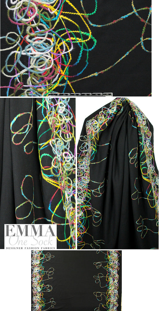 double border yarn scramble coating - multicolor/black .70 yds