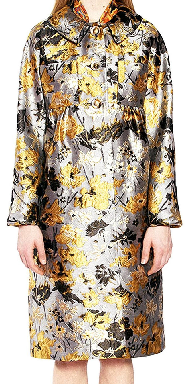 famous designer abstracted floral brocade - gold/silver