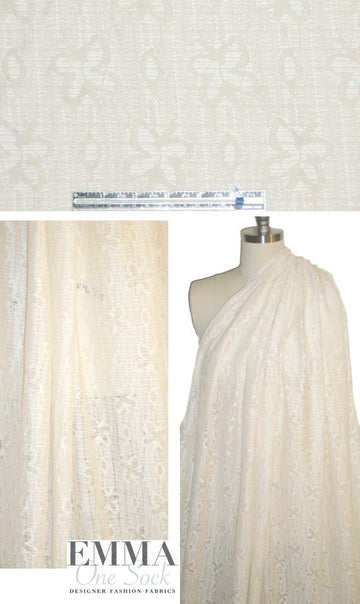 French cotton blend filet lace - ivory