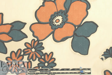 Italian stylized flowers applique' crepe sheer