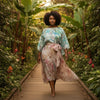 'aura' overprinted jacquard viscose woven - green