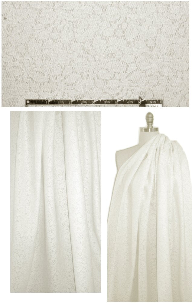 Rebecca Tayl0r cream cotton lace backed w/sweater knit