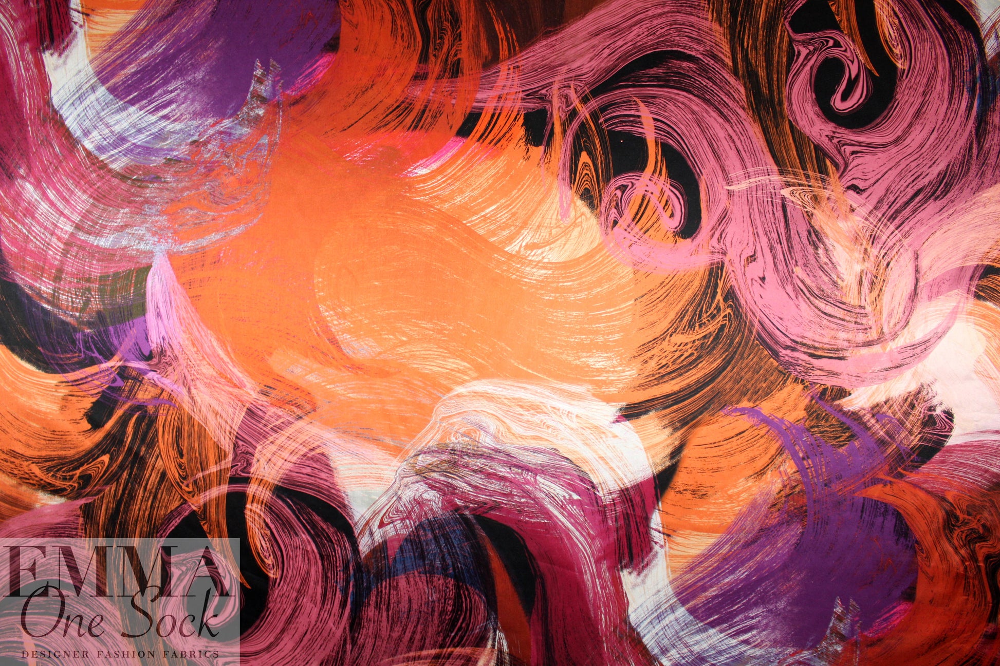 Italian fine lines abstract backed silk charmeuse
