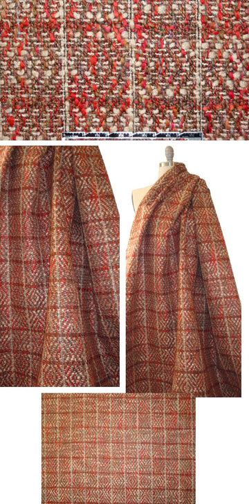 NY designer bonded fancy weave coating - red/sand