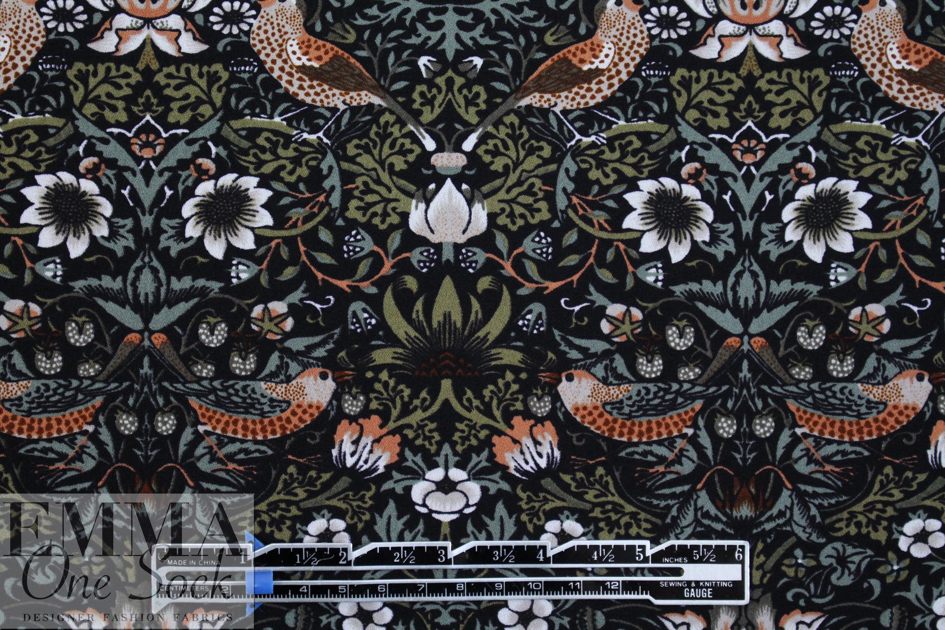 NY designer terracotta/slate viscose crepe backed woven