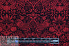 NY designer red/black filigree viscose crepe backed woven