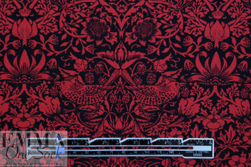NY designer red/black filigree viscose crepe backed woven 1 yard