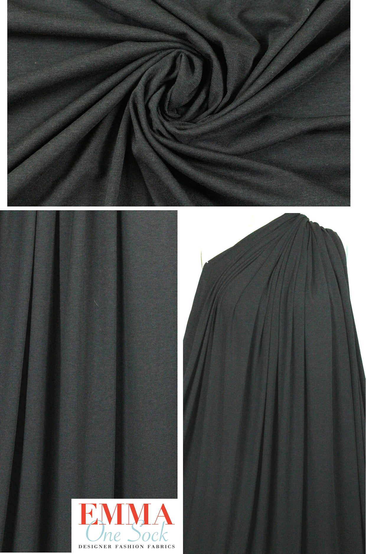 bamboo/cotton/spandex jersey - black 1 yard