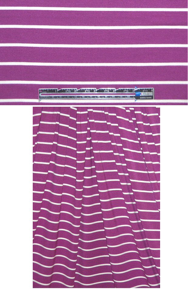 bamboo viscose/spandex jersey - fuschia/white stripe 1.875 yd