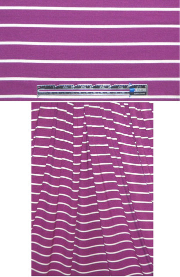 bamboo viscose/spandex jersey - fuschia/white stripe 1.875 yd
